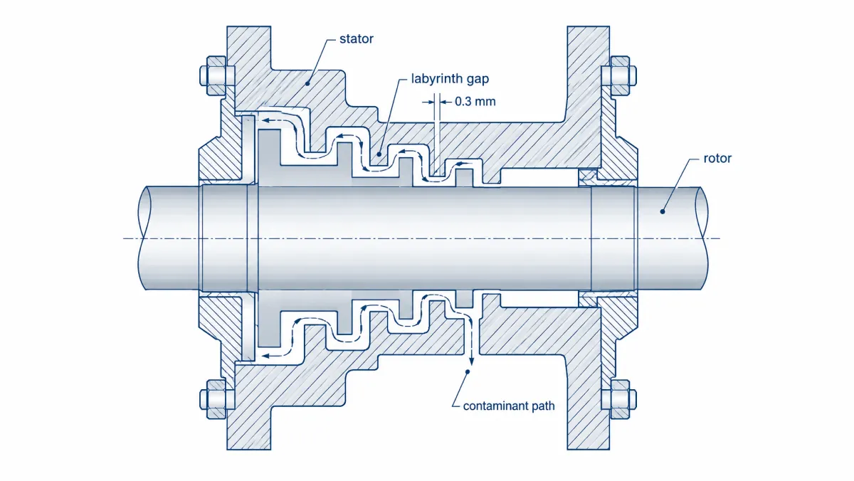 Cross-section diagram of a labyrinth seal: the tortuous gap between rotating and stationary rings blocks dust and grease
High-thermal-conductivity potting on a motor stator: the compound fills the gap between windings and housing to form a heat path
Black anodized housing of an EYOU robot joint actuator with cooling fins
The four-stage thermal management chain of a robot joint actuator: reduce, conduct, radiate, convect